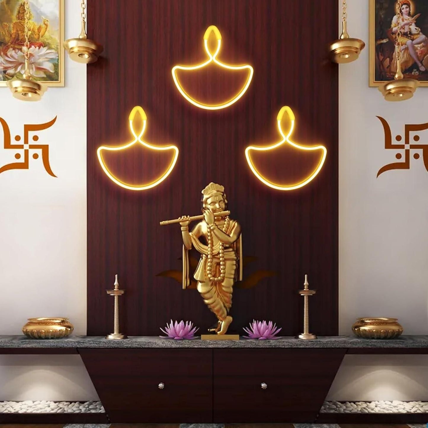 Diwali Diya Neon Sign Strip Lights Pack of 2