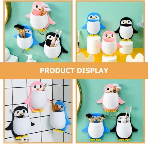 Pack Of 3 Kids New Penguin Design Toothbrush Holder