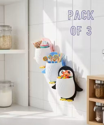 Pack Of 3 Kids New Penguin Design Toothbrush Holder