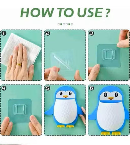 Pack Of 3 Kids New Penguin Design Toothbrush Holder