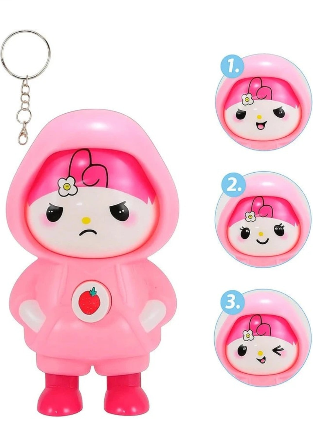 Hello Kitty Face Changing Keychain 3 Face Expression Key Chain